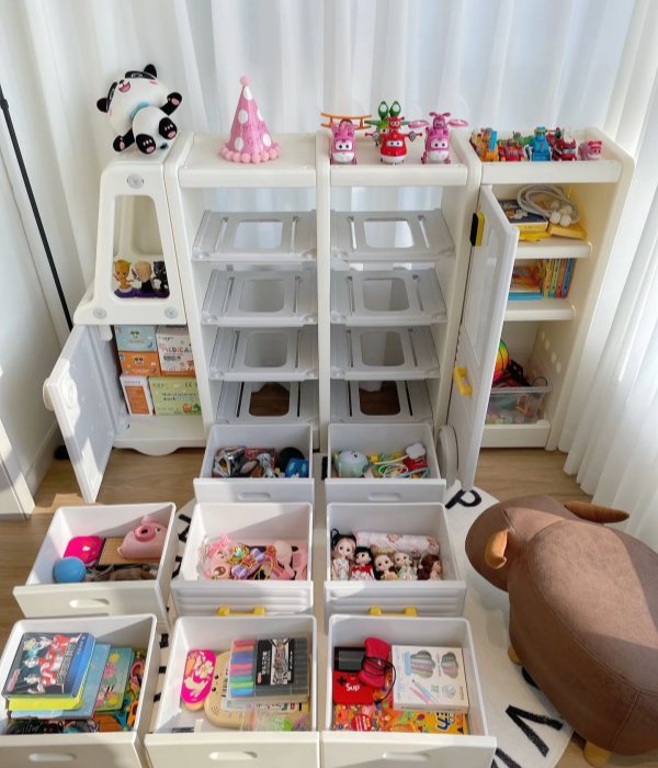 Modular Kids Toy Storage Cabinet – Space-Saving Organizer for Small Playrooms
